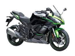 an image of a Kawazaki ninja 1000sx with a green and white color and no background