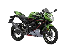 an image of a Kawasaki ninja 125 with a green and white color and no background